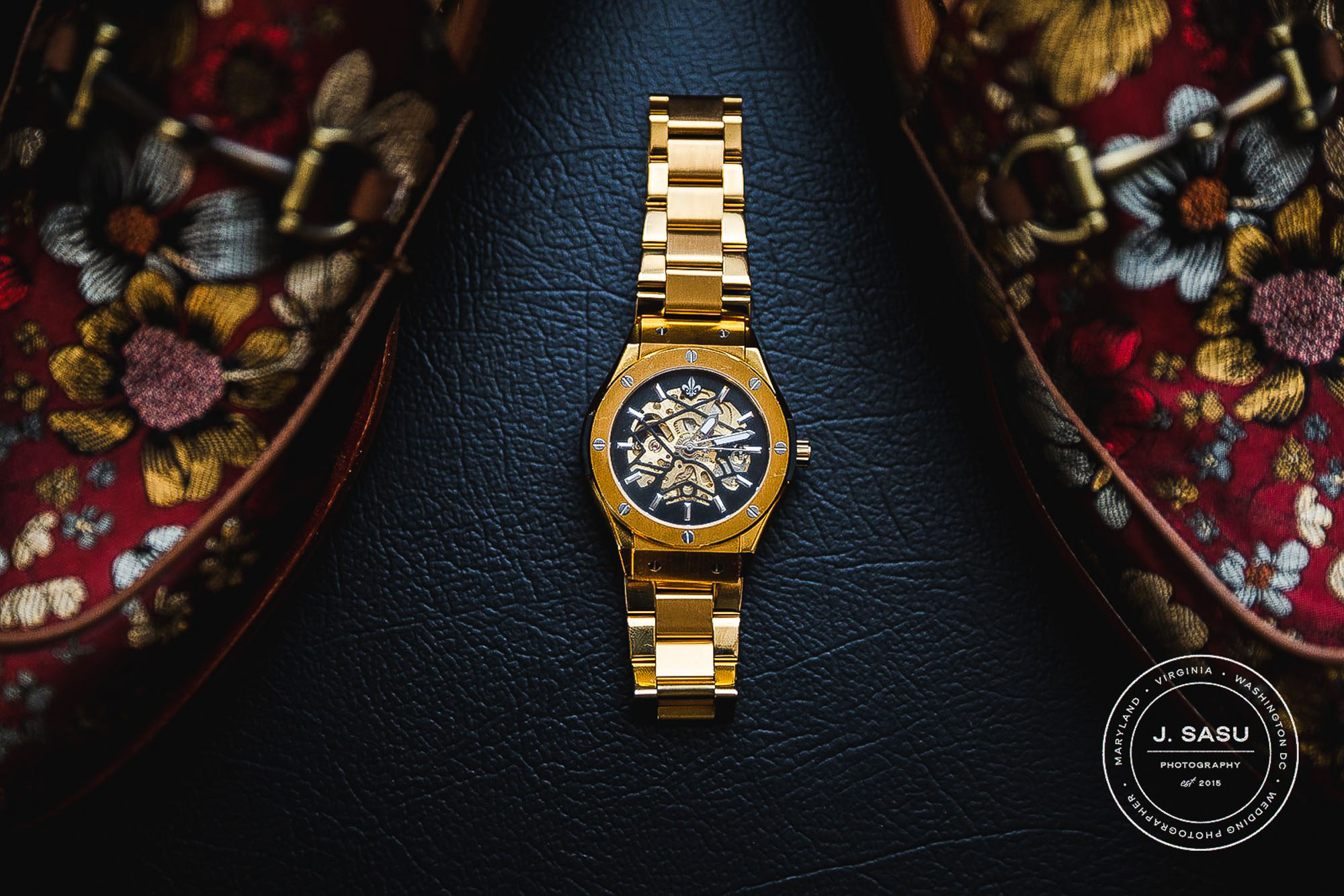 groom details including shoes and watch