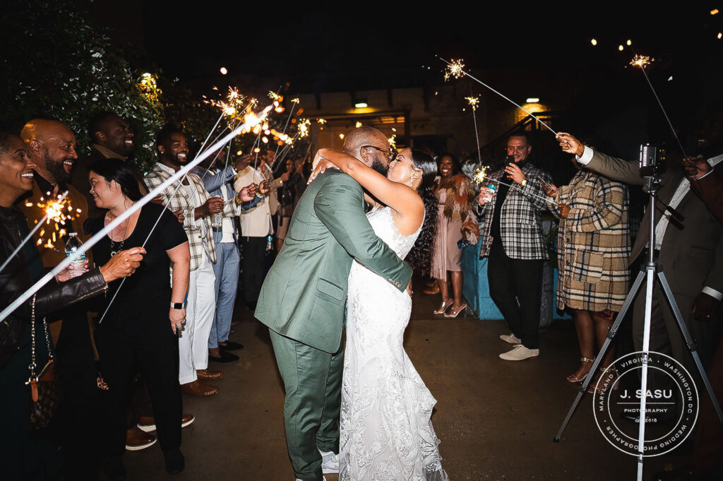 sparklers on the exit for the bride and groom
