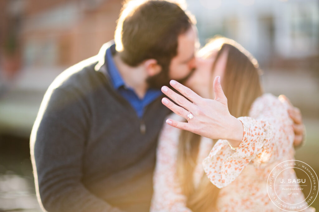 Baltimore Inner Harbor engagement photos at sunset