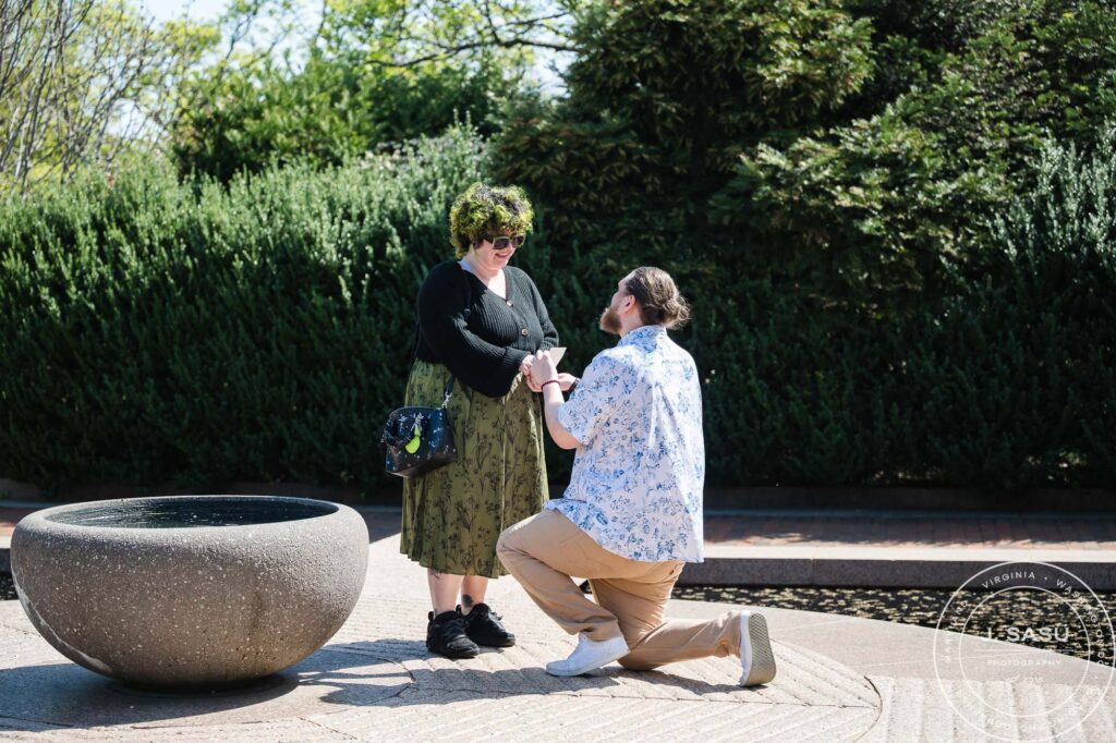 a proposal at the Enid A. Haupt Garden in Washington, DC