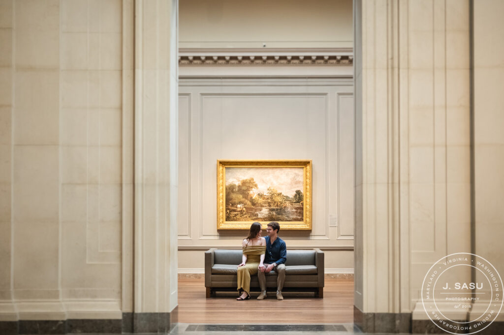 Editorial engagement photos inside the National Gallery